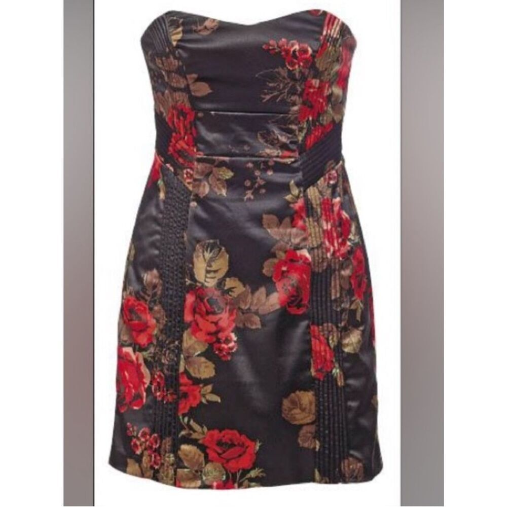 Vintage Guess Los Angeles Stretch Floral Strapless Dress Size 3